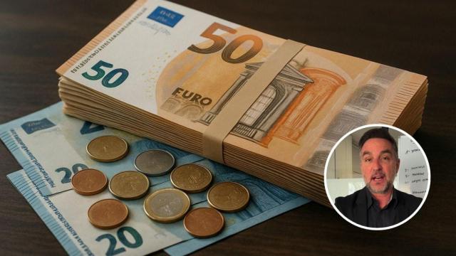 Montaje con euros y Xavi Abat, abogado.