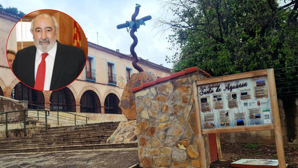 Lucio Cucalón con Aguarón de fondo.