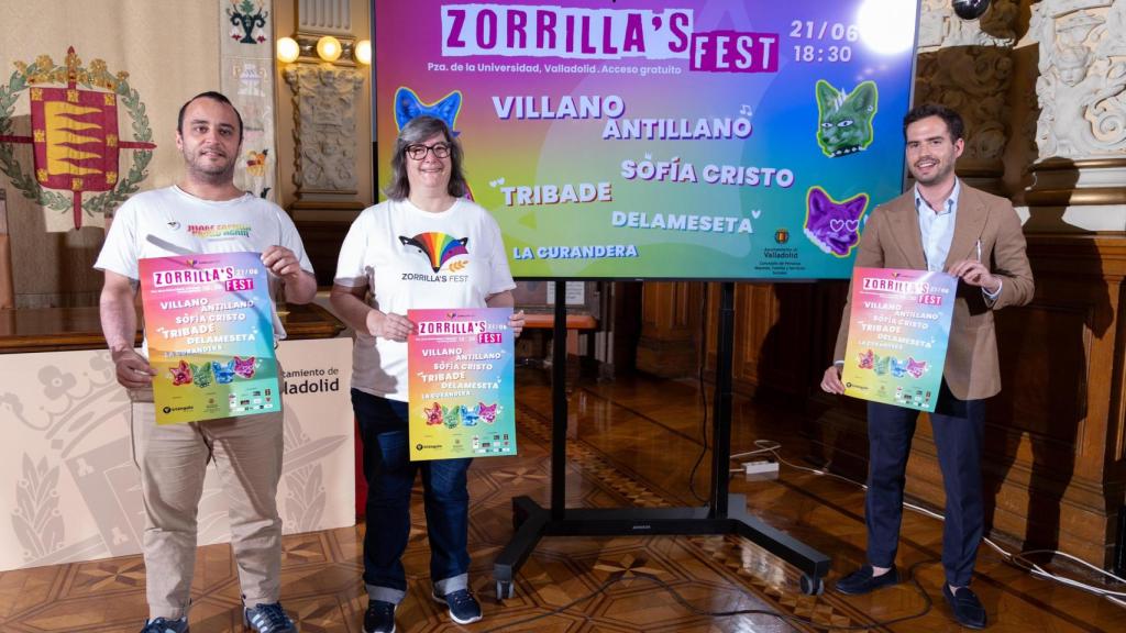 El concejal de Personas, Mayores, Familia y Servicios Sociales, Rodrigo Nieto, y la presidenta Fundación Triángulo, Yolanda Rodríguez, presentan la nueva edición del Zorrilla's Fest