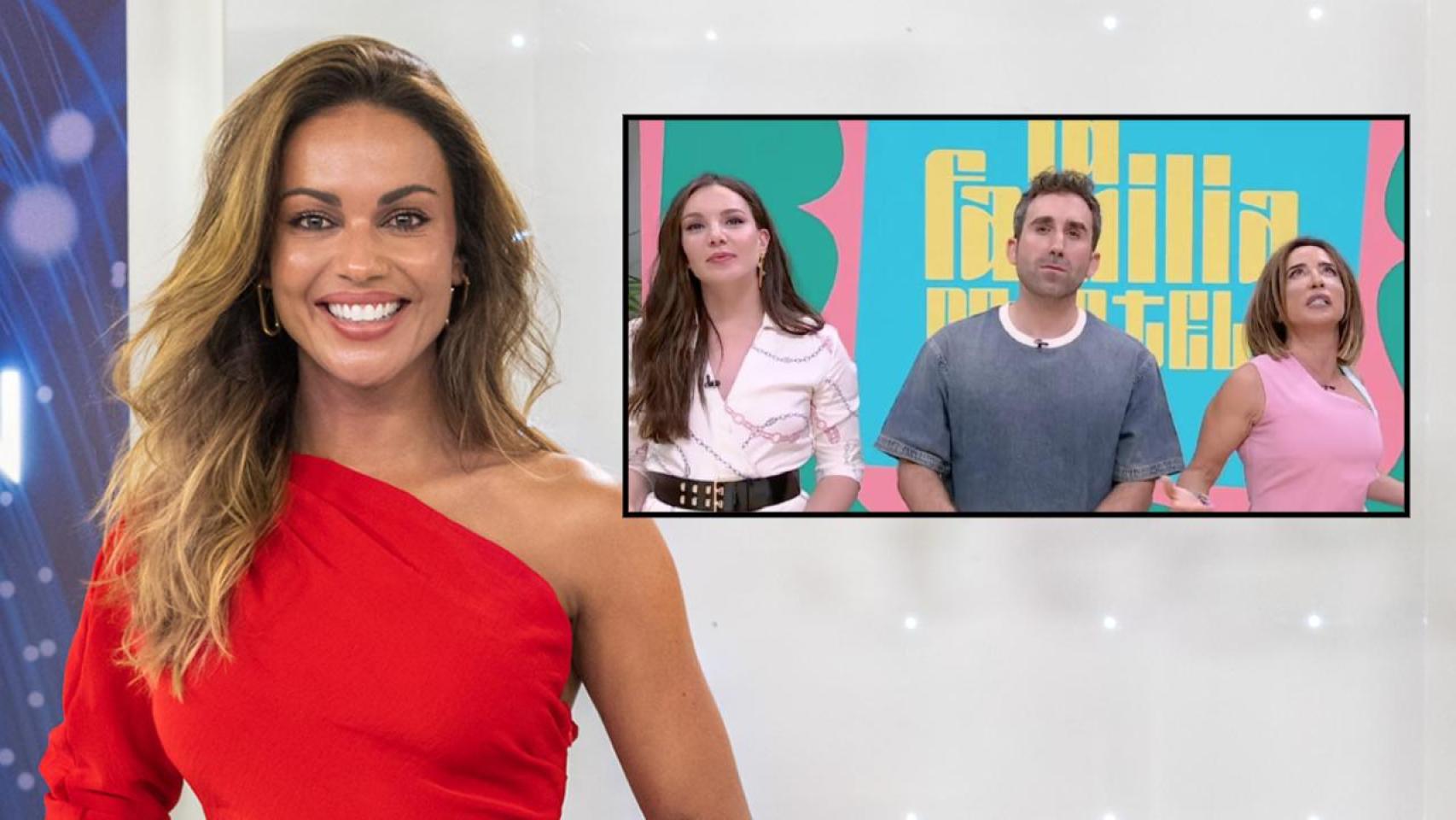 Lara Álvarez y los presentadores de 'La familia de la tele'.