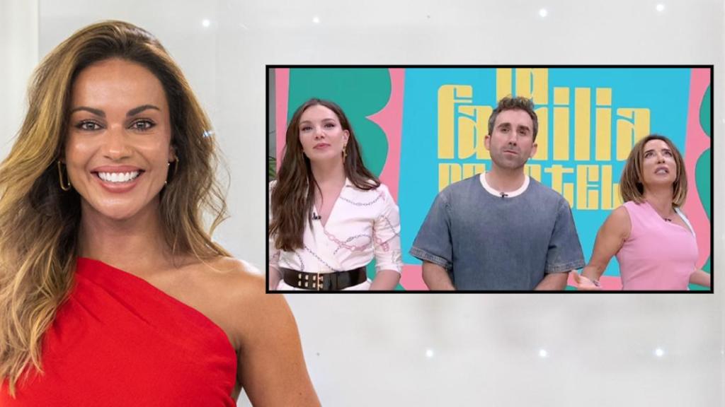 Lara Álvarez y los presentadores de 'La familia de la tele'.