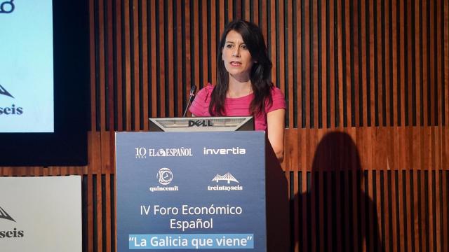 La conselleira de Vivienda e Infraestructuras de la Xunta de Galicia, María Martínez Allegue, este miércoles en el IV Foro Económico Español 'La Galicia que viene'.