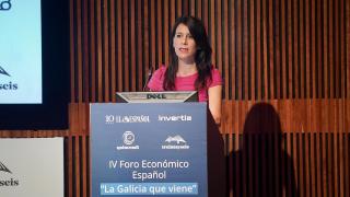La conselleira de Vivienda e Infraestructuras de la Xunta de Galicia, María Martínez Allegue, este miércoles en el IV Foro Económico Español 'La Galicia que viene'.