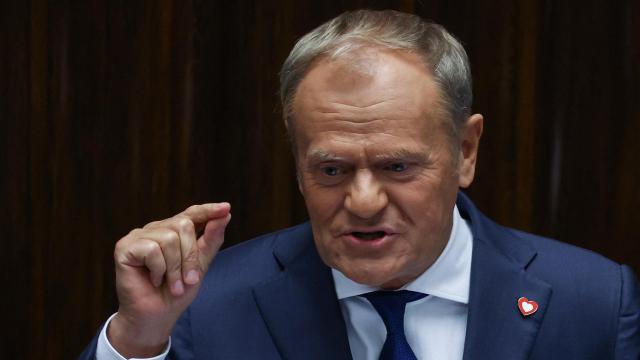 El primer ministro polaco, Donald Tusk, intervino en el Parlamento antes de la votación de la cuestión de confianza.