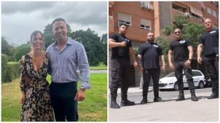 María y Jordi Campos y miembros de APD Security, la empresa que ha conseguido un acuerdo con los okupas.