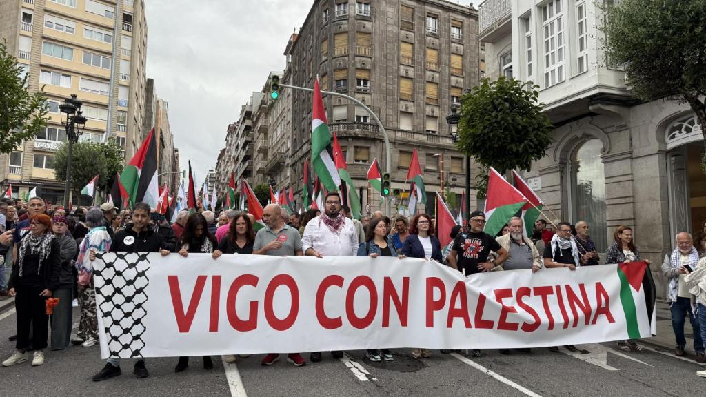 Manifestación contra el genocidio de Palestina, en Vigo