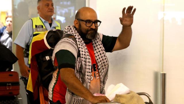 El activista español Sergio Toribio llega a Barcelona procedente de Tel-Aviv el pasado 10 de junio.