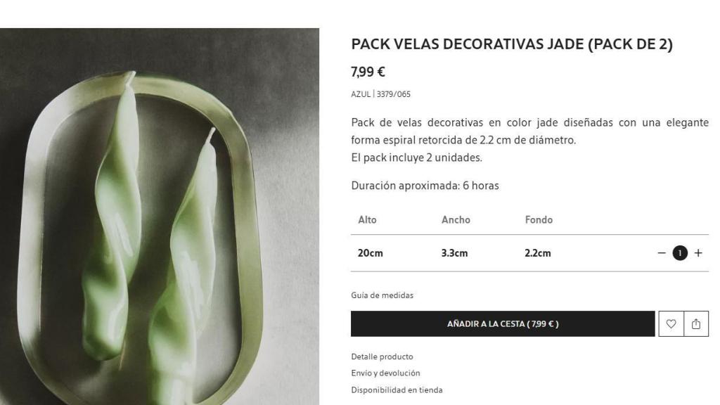 Pack velas. Ref. 3379/065