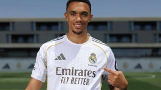 Trent Alexander-Arnold, en su presentación con el Real Madrid