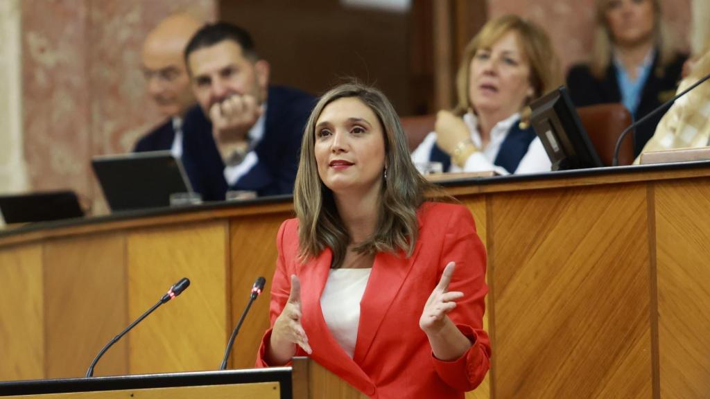 María Márquez, en su intervención en el Pleno del Parlamento de Andalucía.