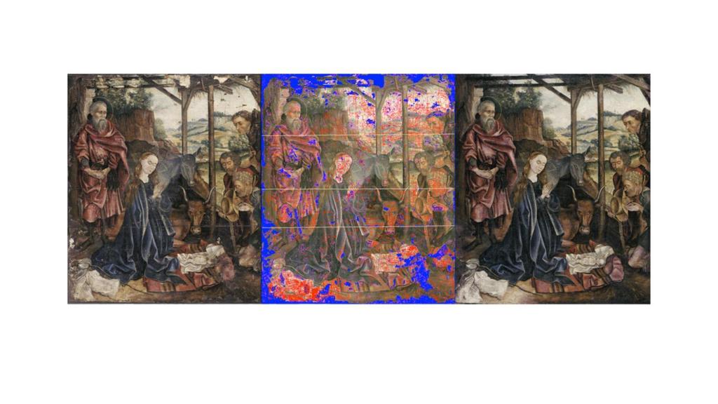 Fases de la restauración de la obra.