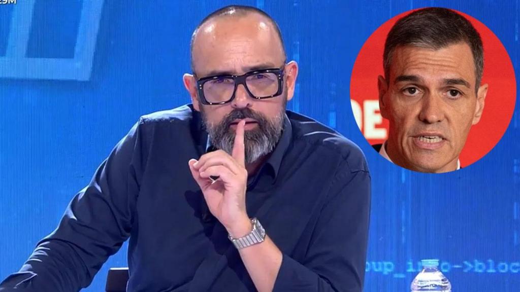 Risto Mejide, en un montaje con una foto de Pedro Sánchez.