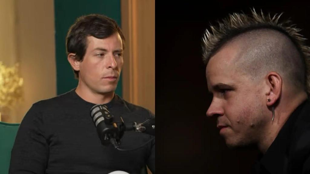 Un extrabajador de DiverXO (izqda.) y Dabiz Muñoz (dcha.) en un montaje.