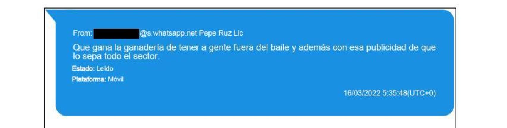 Mensaje de José Ruz dirgido a Koldo García.