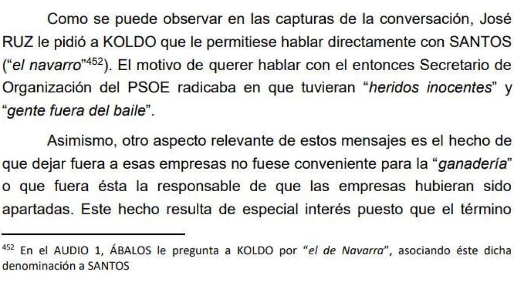 Fragmento del informe de la UCO.