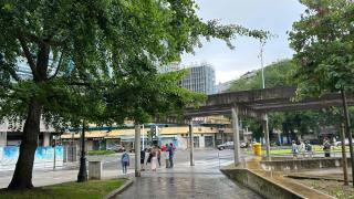 Lluvia en Cuatro Caminos en A Coruña