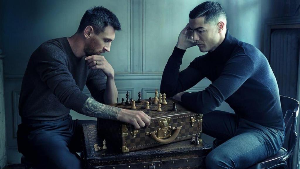 Messi y Cristiano Ronaldo durante una colaboración con Louis Vuitton.