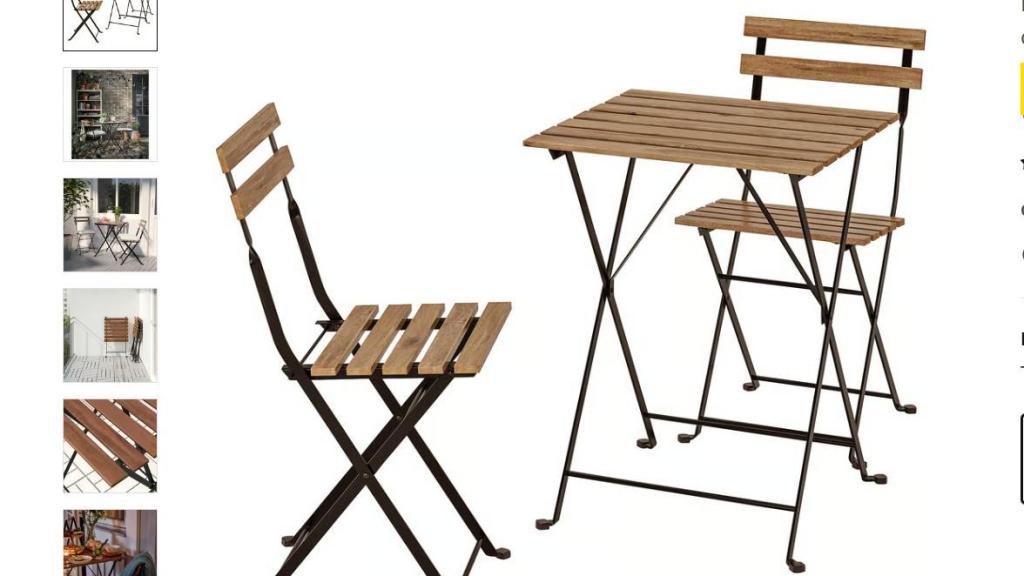 Mesa con 2 sillas de exterior.