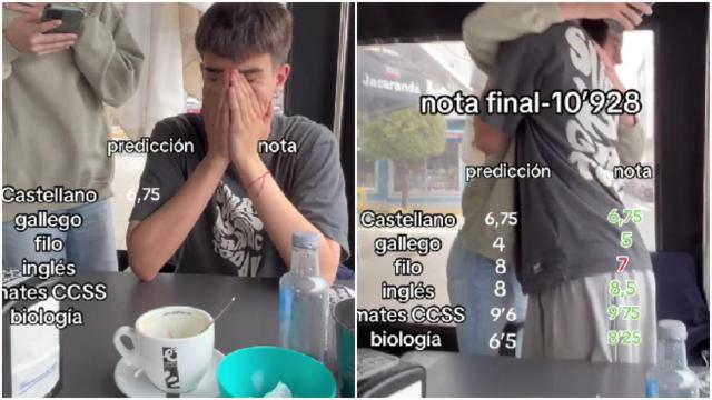 La reacción viral de un joven gallego al conocer su calificación en la PAU 2025: Más vale que las notas bajen