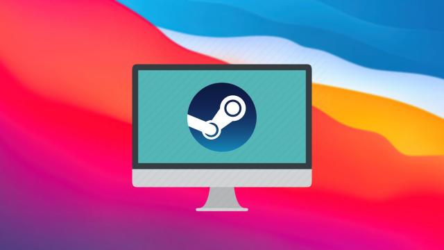 Fotomontaje con el logo de Steam y un Mac.