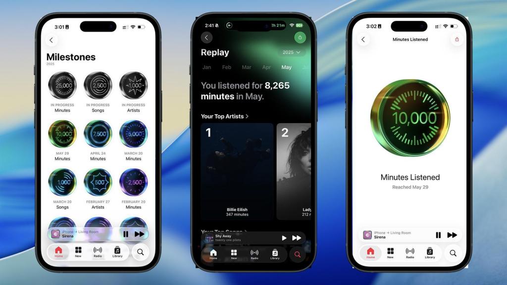 Nueva sección de Apple Music Replay en un fotomontaje.