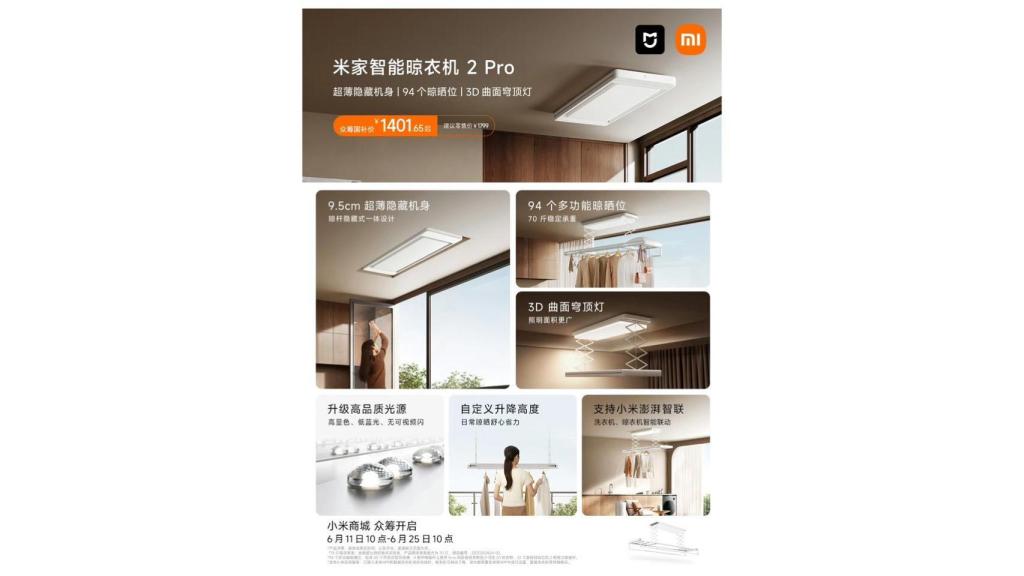 Características del tendedero de Xiaomi.