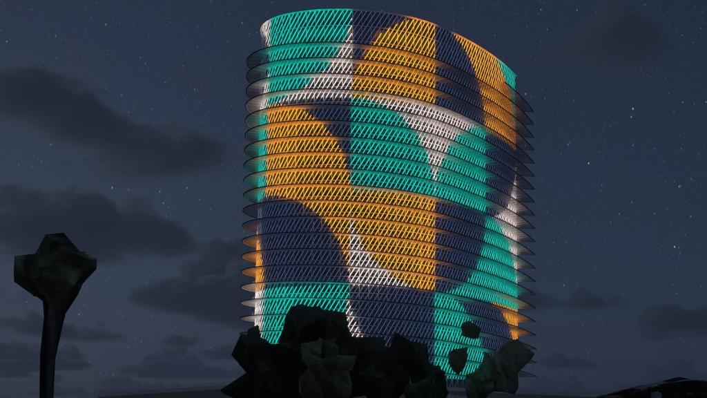 Render de la nueva iluminación de la Torre del Agua.