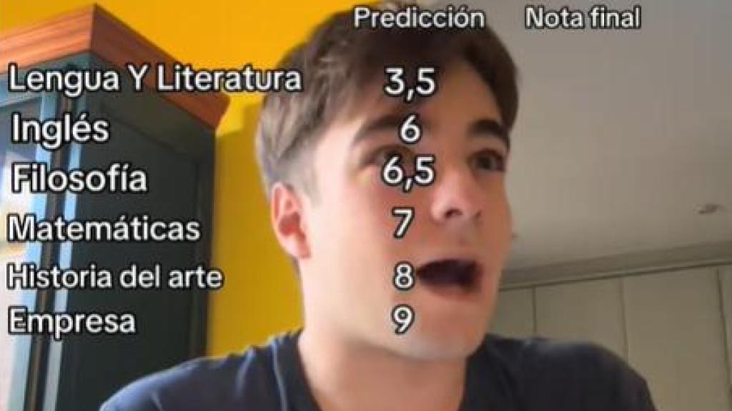 El usuario de TikTok @manri_garo reaccionando a sus notas en la PAU.