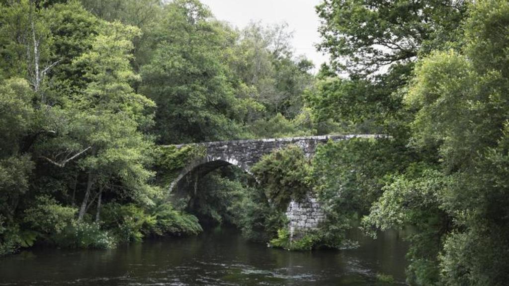 Puente medieval de San Alberte sobre el río Parga