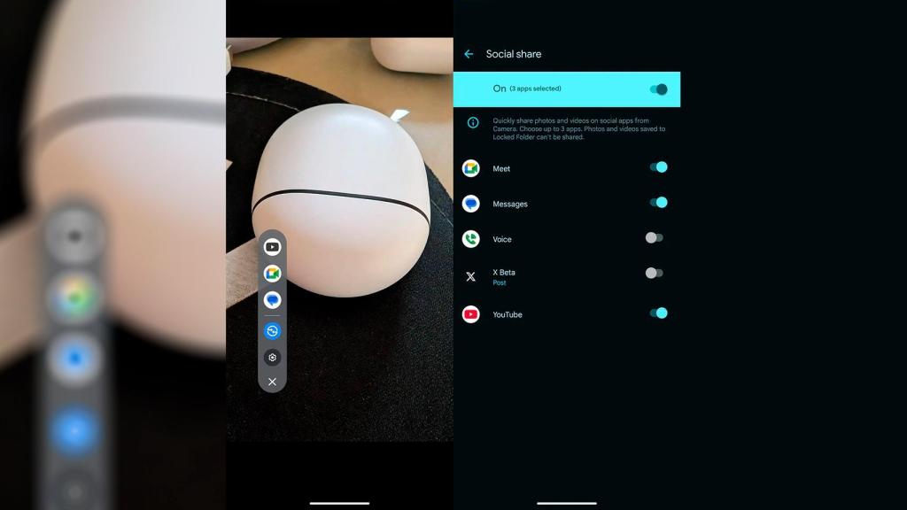 Social Share en Pixel Camera