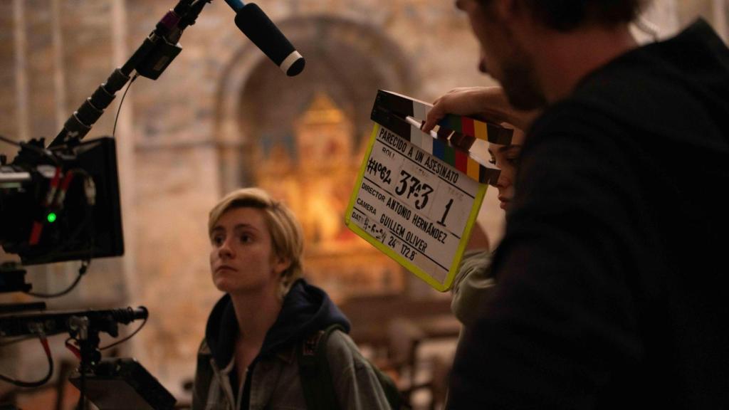 Claudia Mora durante el rodaje.