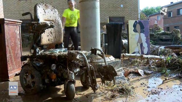 Estado de la silla de ruedas tras la riada de Azuara
