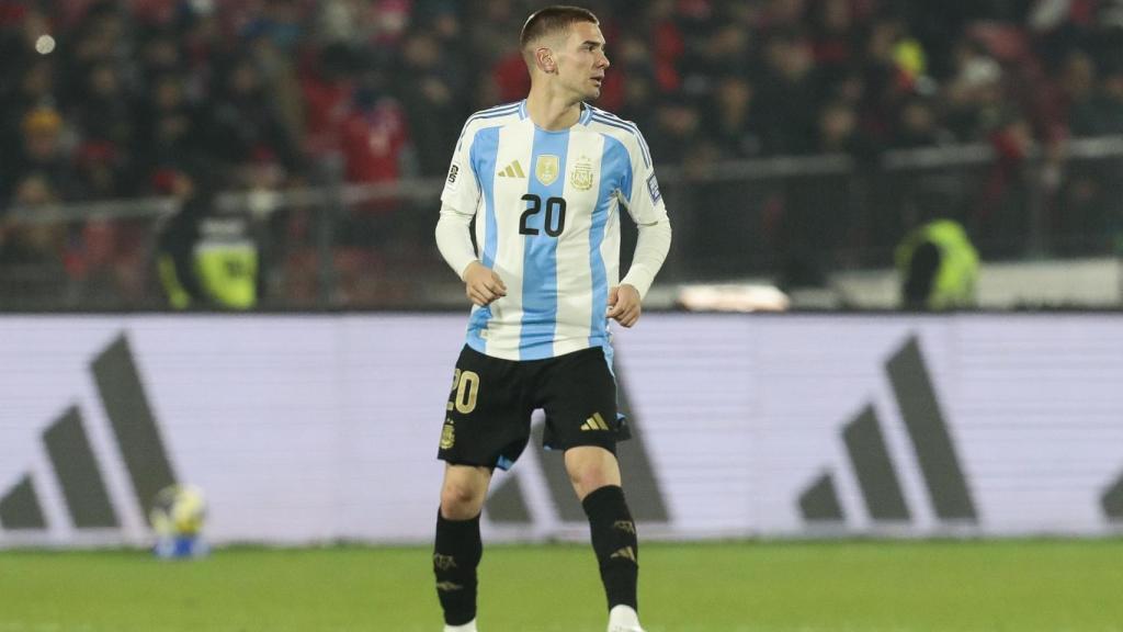 Franco Mastantuono, en el partido de Argentina contra Chile.