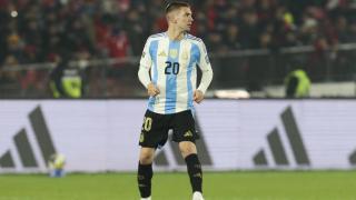 Franco Mastantuono, en el partido de Argentina contra Chile.