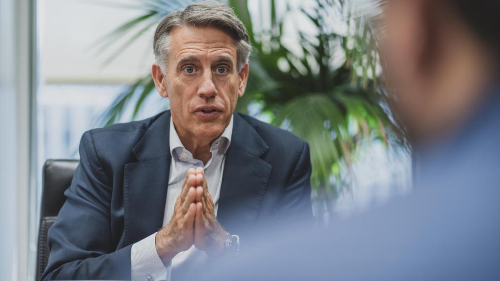 Luis Megías, responsable de BlackRock para Iberia, en un instante de la entrevista con EL ESPAÑOL-Invertia.