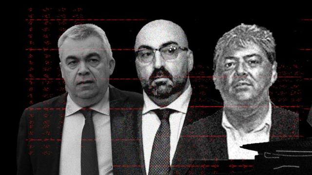 Santos Cerdán, Koldo García y Antxón Alonso.