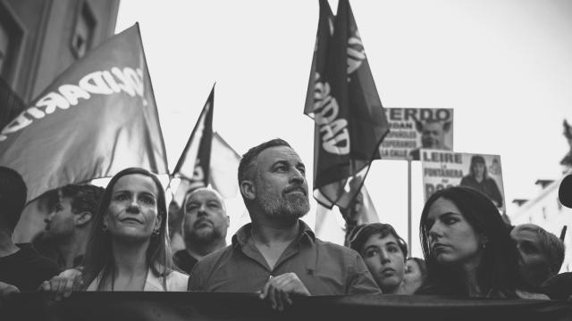 Santiago Abascal, este viernes camino de Ferraz.