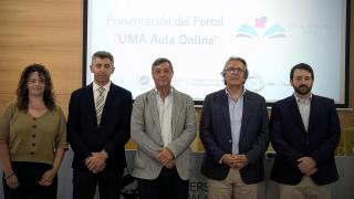 Una imagen de la rueda de prensa en el Rectorado de la Universidad de Málaga.