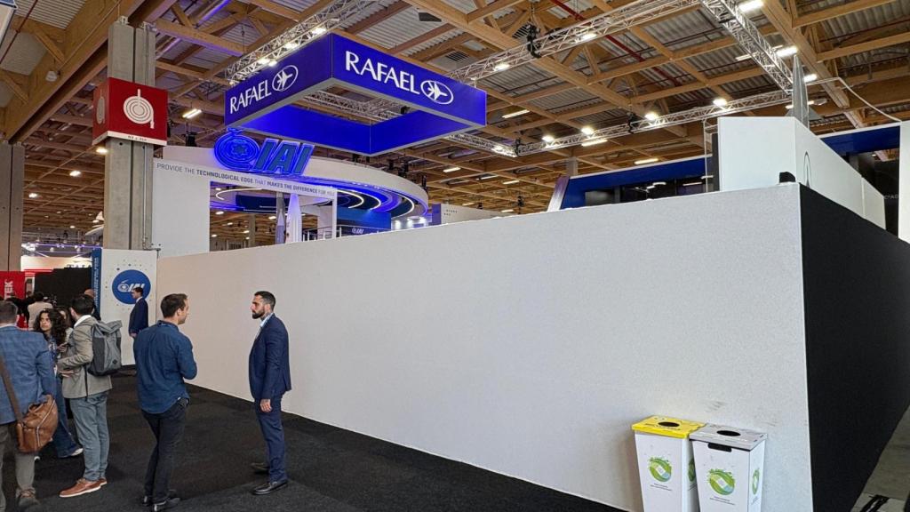 Uno de los 'stands' israelíes vetados en la feria.