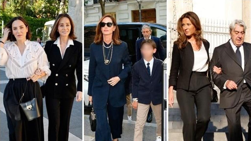 Tamara Falcó e Isabel Preysler junto a otros asistentes a la misa funeral.