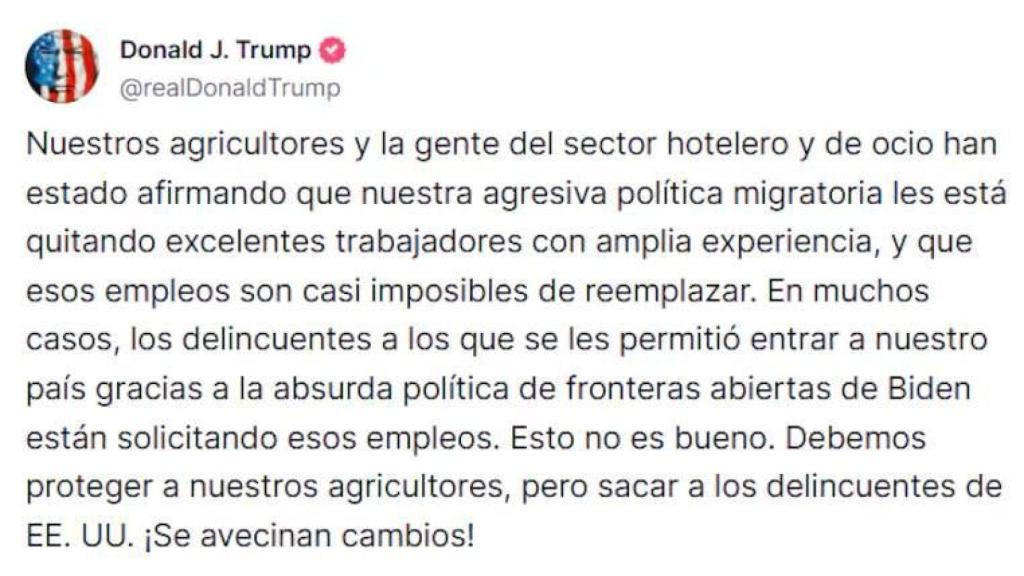 El mensaje de Donald Trump ante el ausentismo en determinados lugares de trabajo en USA