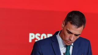 El presidente del Gobierno y secretario general del PSOE, Pedro Sánchez, este lunes en Ferraz.