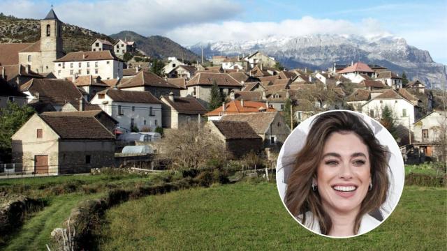 Montaje de un pueblo aragonés y Blanca Suárez.