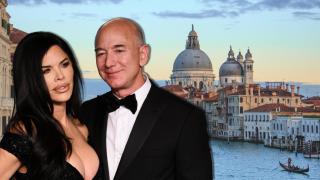 Jeff Bezos y Lauren Sánchez, en un montaje de JALEOS.