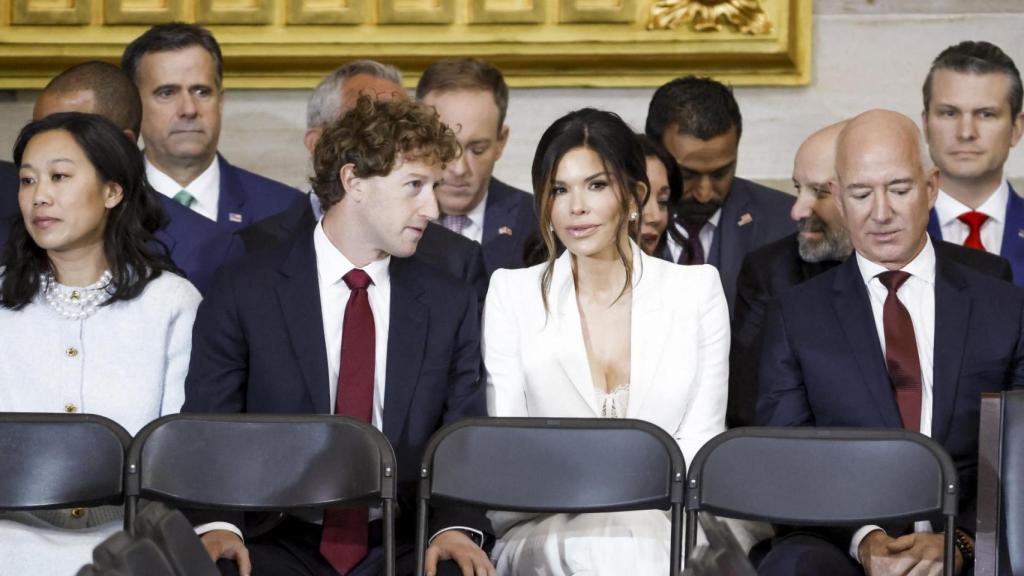 Lauren Sánchez y Jeff Bezos en la inauguración del gobierno de Trump.