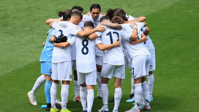 Los jugadores de Auckland City, antes del debut en el Mundial de Clubes ante el Bayern Munich