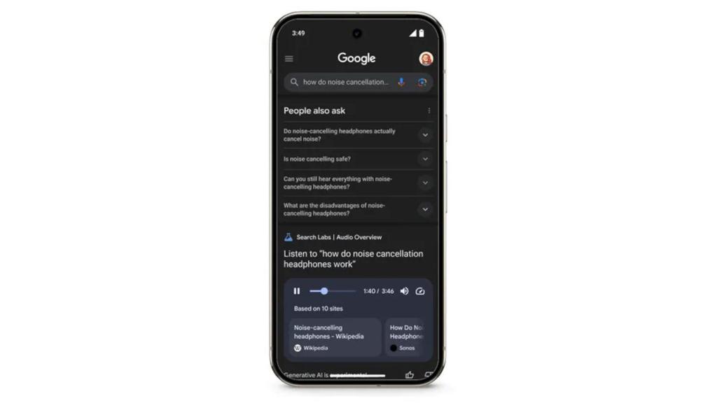 El nuevo reproductor de audio en la búsqueda de Google
