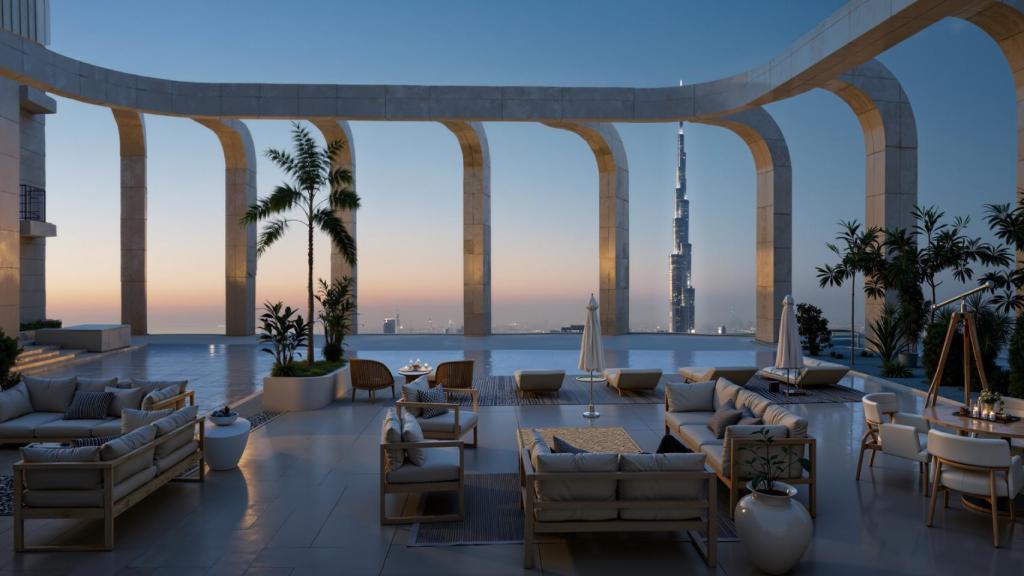 Render de la zona superior del rascacielos Downtown Residences