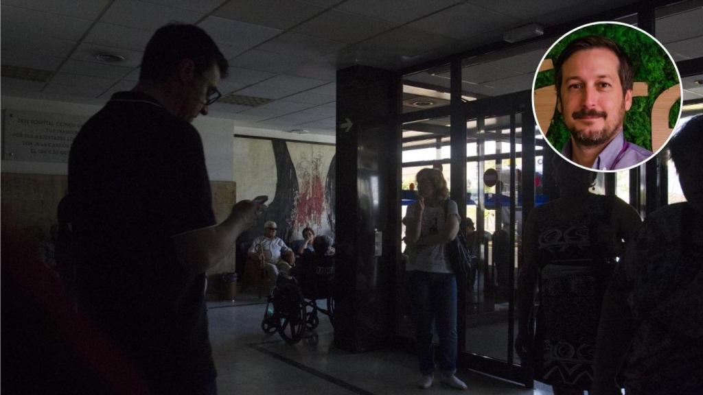 Montaje de Guillermo Vidal, ingeniero, en una imagen de un hospital durante el apagón.