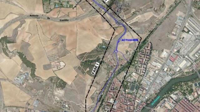 El plano del carril bici y del tramo peatonal